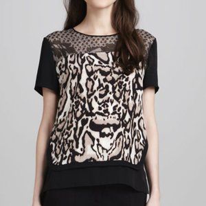 100% Silk Diane Von Furstenberg Becky Animal Print Blouse Size 0